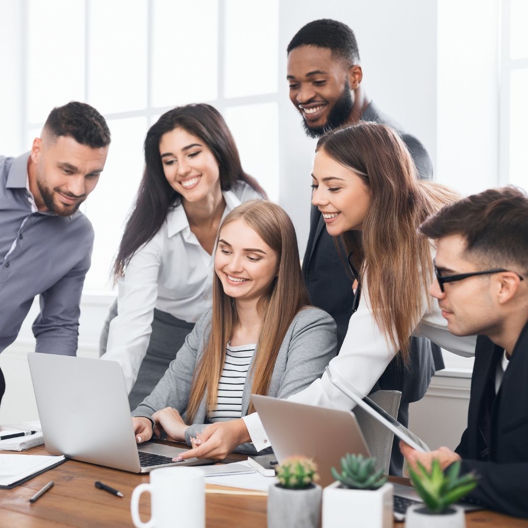 a group of people collecting data