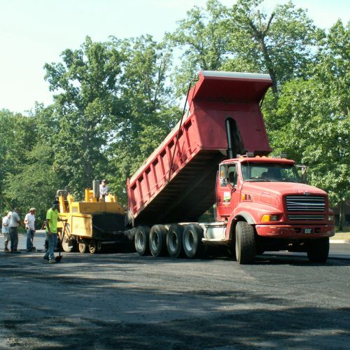 photo of D&H asphalt truck and crew at work